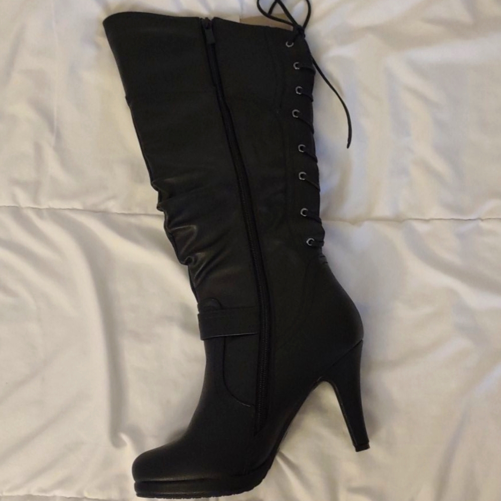 Black lace up heels